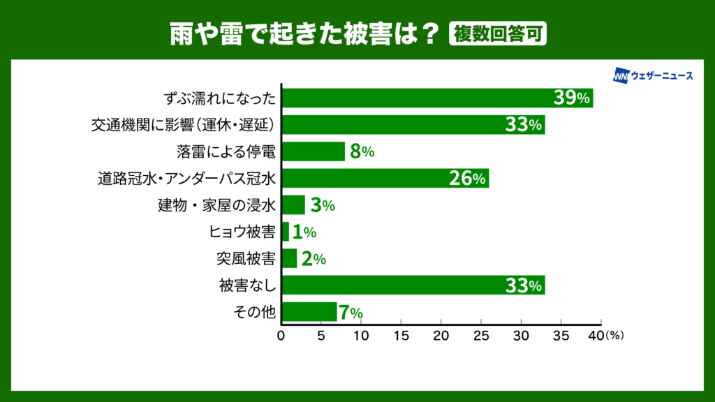 雨や雷で起きた被害